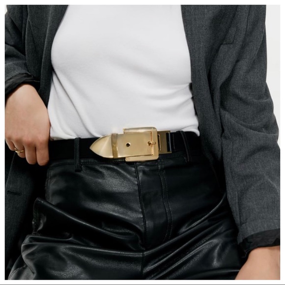 NWT Zara Black Belt with Golden Buckle Size 80, 90 - Picture 3 of 6
